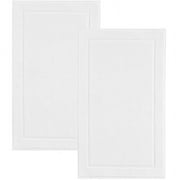 Hawmam Linen White Bath Mats, 21 x 34 inches, Pack of 2 - 100% Ring Spun Cotton, Banded Design, Highly Absorbent, Machine Washable for Bathroom Floor